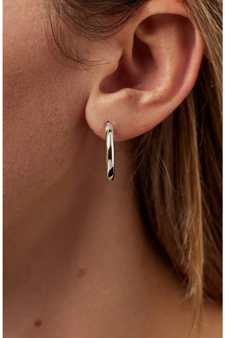 White Gold Hoop Earrings - White Gold Classic Hoops Medium, Alternate, color, White Gold