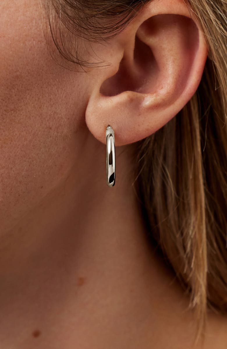 Ana Luisa White Gold Hoop Earrings - White Gold Classic Hoops Medium, Alternate, color, White Gold