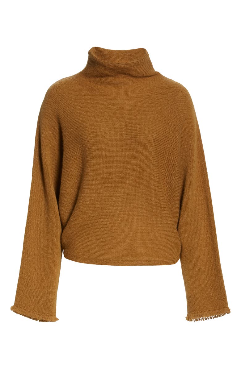 Vince Fringe Sleeve Turtleneck Sweater, Alternate, color,
