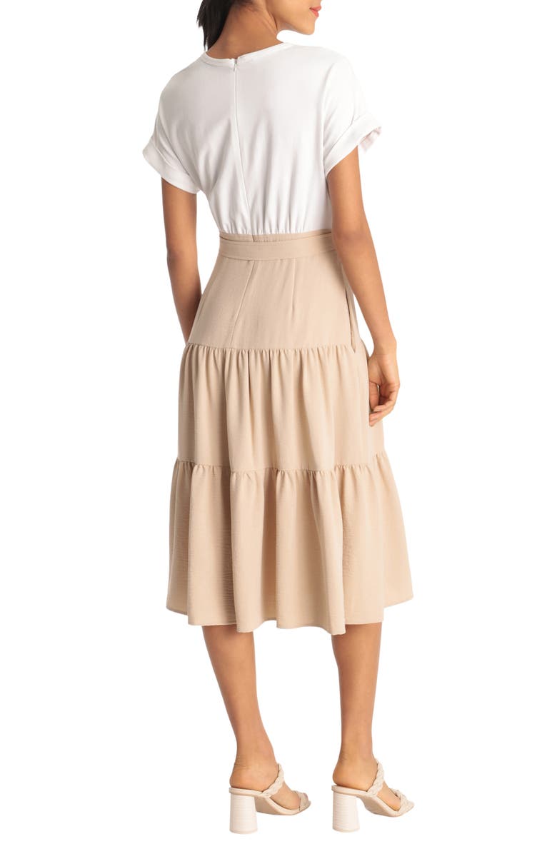 Donna Morgan Short Sleeve Combo T-Shirt Dress, Alternate, color, 