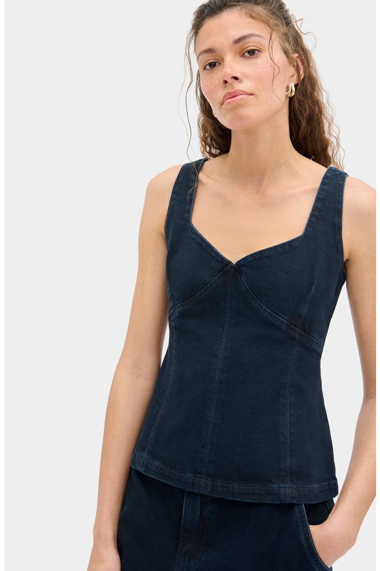 Storm Sweetheart Neck Denim Tank, Alternate, color, BLUE BLACK
