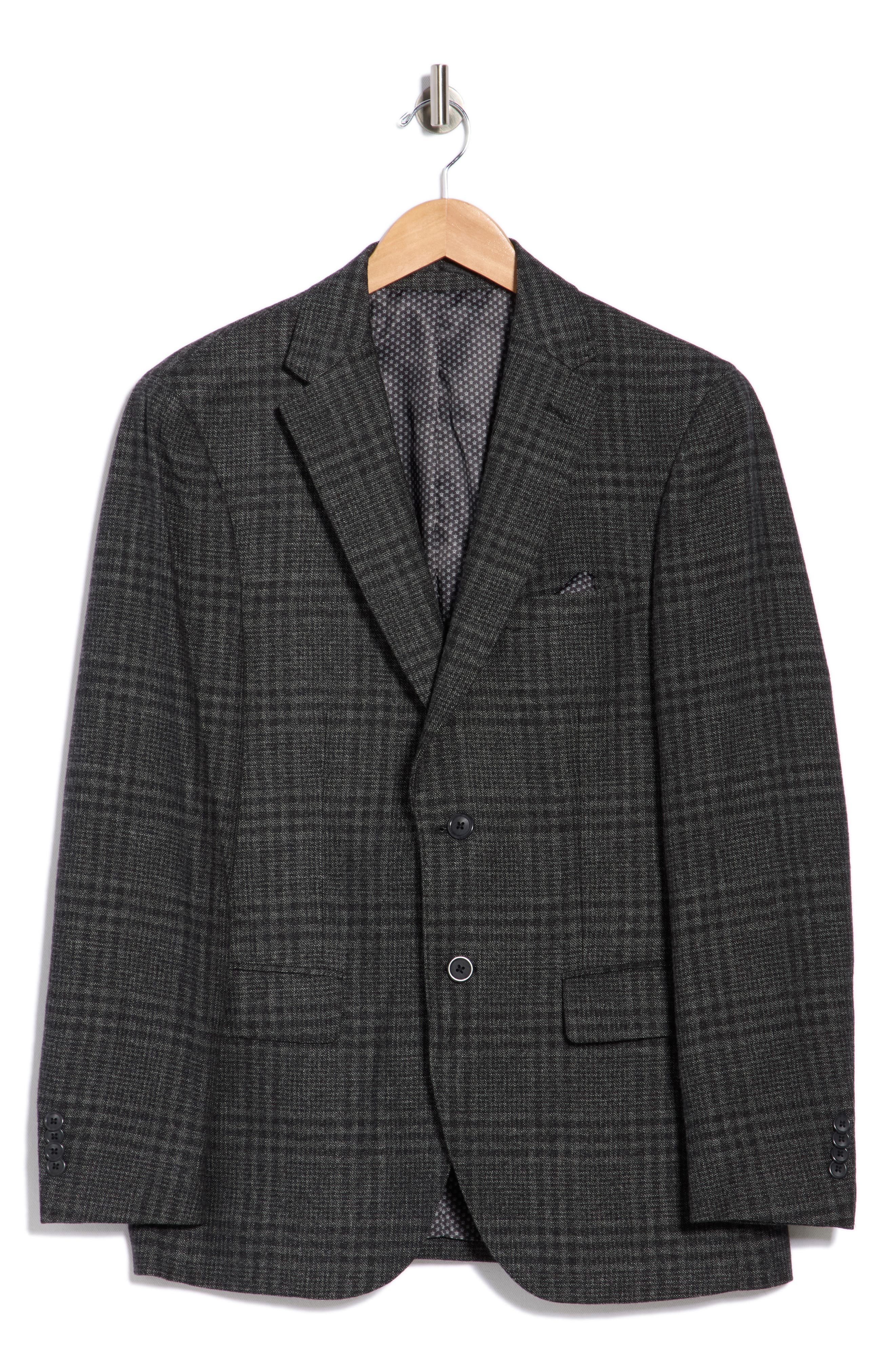 Slim Fit Plaid Stretch Knit Sport Coat