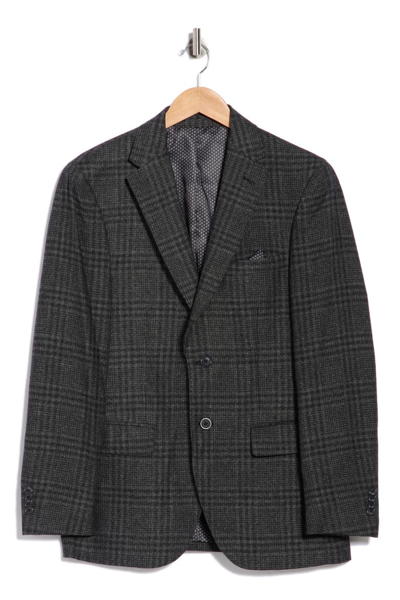 Slim Fit Plaid Stretch Knit Sport Coat, Main, color, GREY