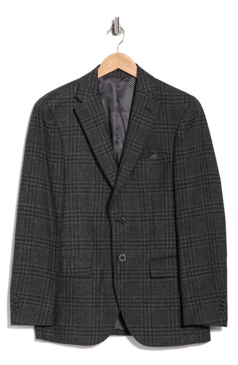 Slim Fit Plaid Stretch Knit Sport Coat