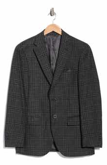Slim Fit Plaid Stretch Knit Sport Coat
