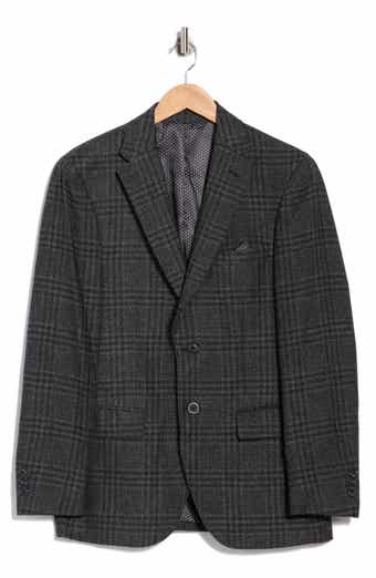 Slim Fit Plaid Stretch Knit Sport Coat
