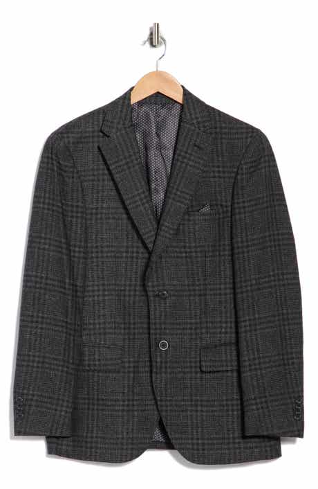 Slim Fit Plaid Stretch Knit Sport Coat