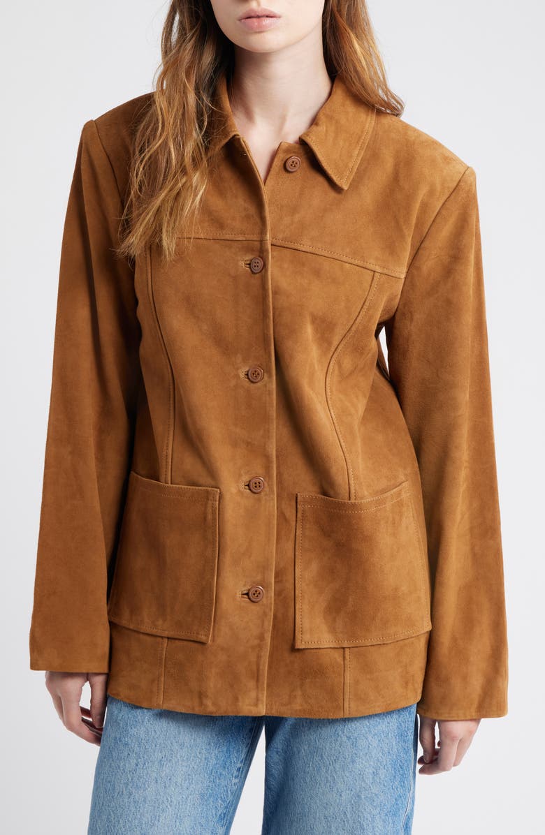 Reformation Veda Lincoln Suede Shirt Jacket, Alternate, color, Topanga Canyon