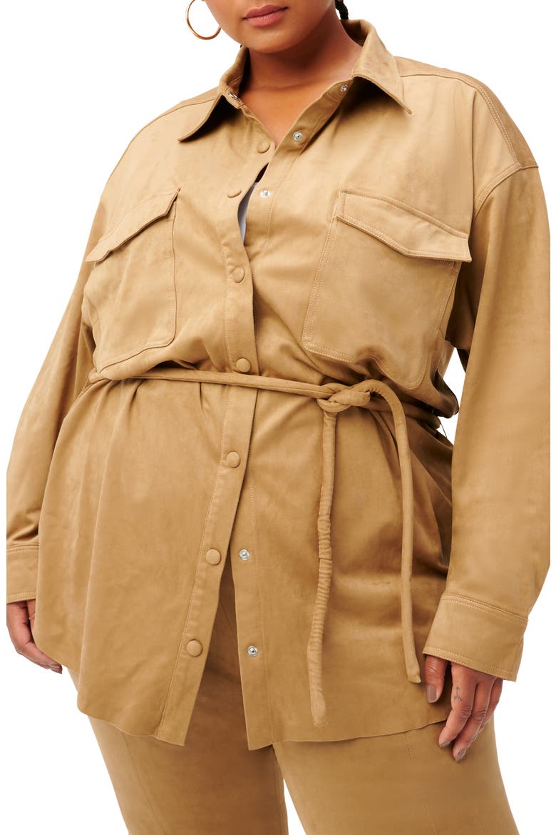 Belted Shirt Jacket, Main, color, WARM CARAMEL
