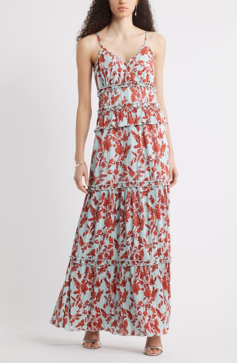 Ruffle Plissé Maxi Sundress