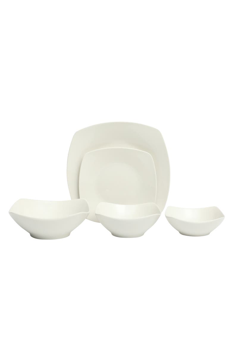 Gibson Home 40-Piece Square Porcelain Dinnerware Set, Service for 8, Alternate, color, White