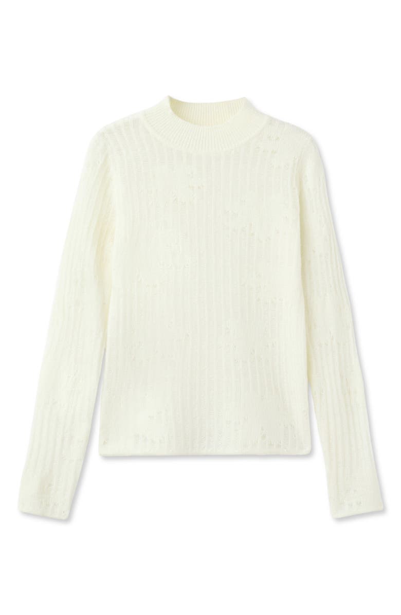 MANGO Floral Jacquard Sweater, Alternate, color, Ecru