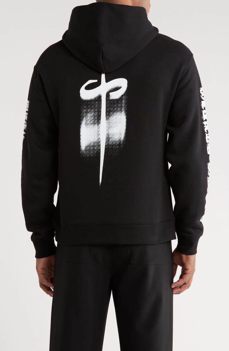 SANTO STUDIO Old English Cotton Hoodie, Alternate, color, Black