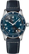 Longines Spirit Zulu Time Leather Strap Watch, 42mm