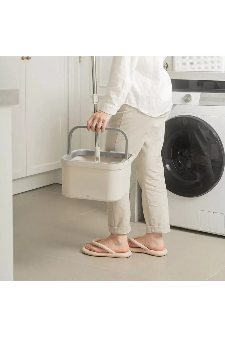 Rotating Stainless Steel Spin Mop with Separation Bucket, Alternate, color, White