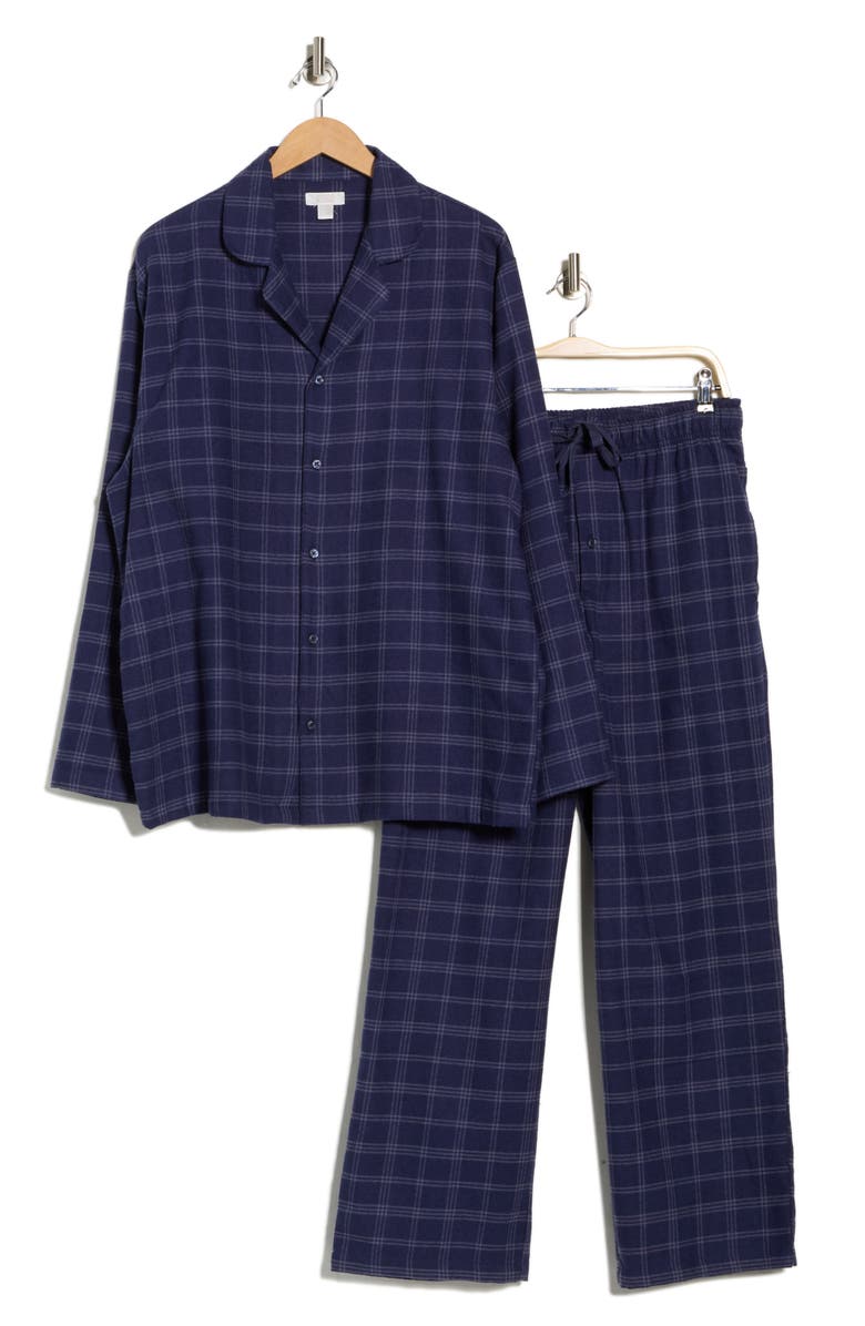 NORDSTROM RACK Flannel Long Pajamas, Alternate, color, Navy Jade Plaid
