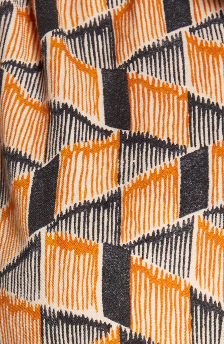 Treasure & Bond Balloon Sleeve Cotton Blouse, Alternate, color, Grey- Brown Geo Stripe