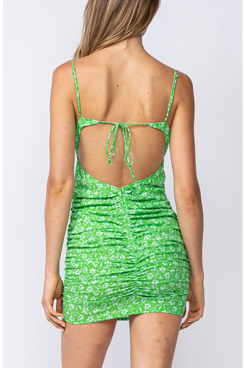 Floral Tie Open Back Minidress, Alternate, color, GREEN
