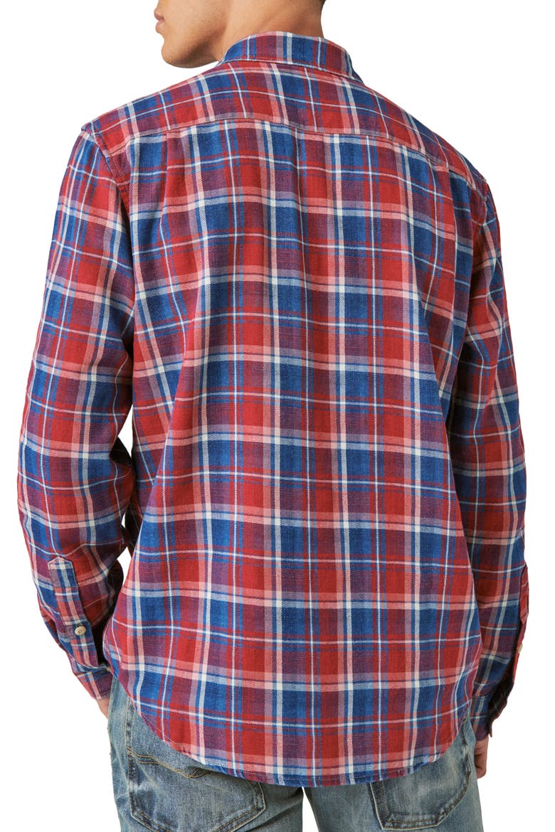 Mesa Plaid Cotton Flannel Button-Up Shirt, Alternate, color, INDIGO MULTI
