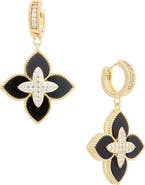 Juvell Cubic Zirconia Clover Drop Huggie Hoop Earrings