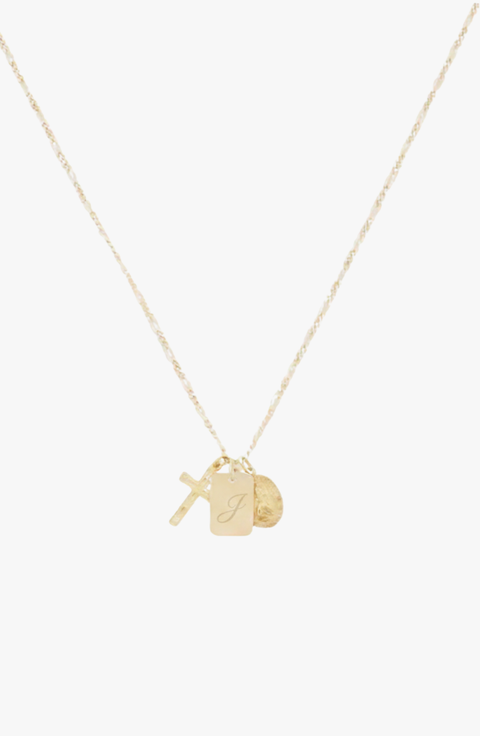 Custom Initial St. Christopher Protection 14k Gold Filled Necklace