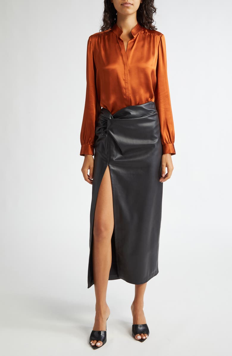 L'AGENCE Lilou Twist Front Faux Leather Skirt, Alternate, color, 