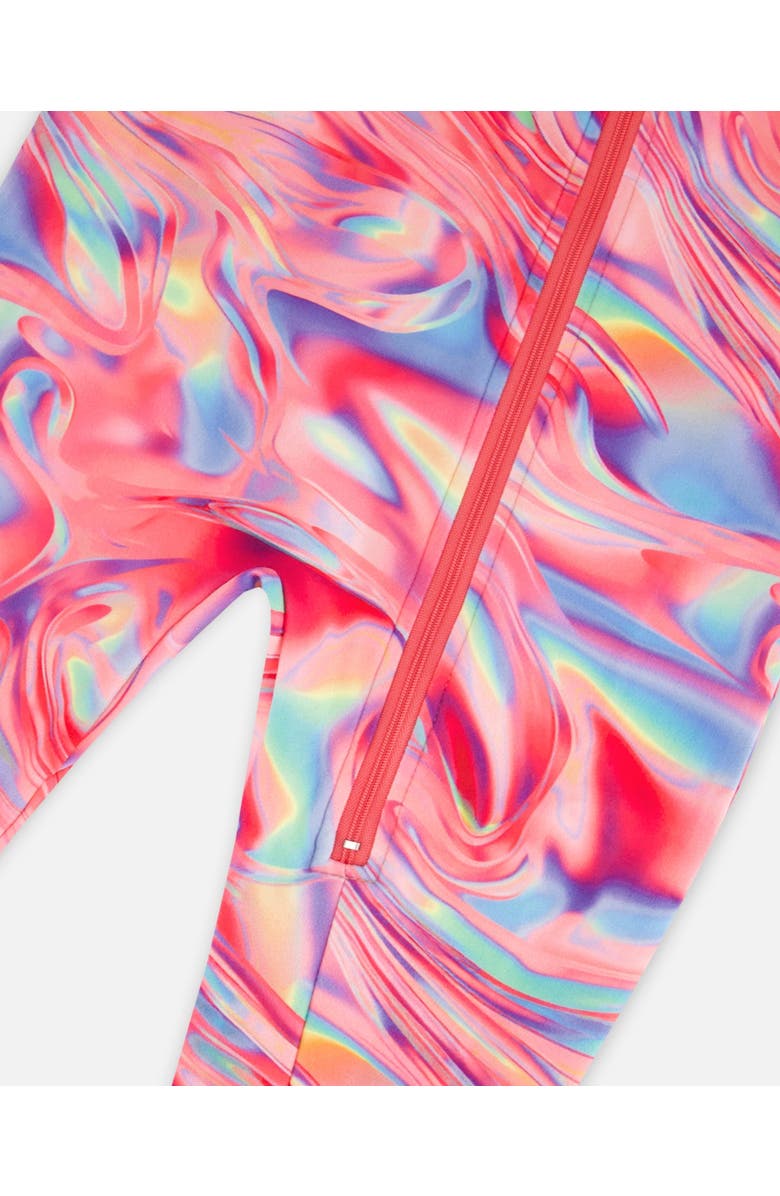 Deux par Deux Baby Girl's One Piece Thermal Underwear Printed Pink Marble, Alternate, color, Printed Marble