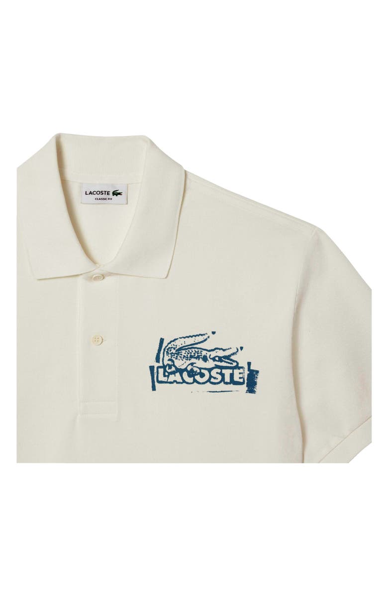 Lacoste Classic Fit Stencil Logo Cottion Polo, Alternate, color, Cpi Flour/ Limestone