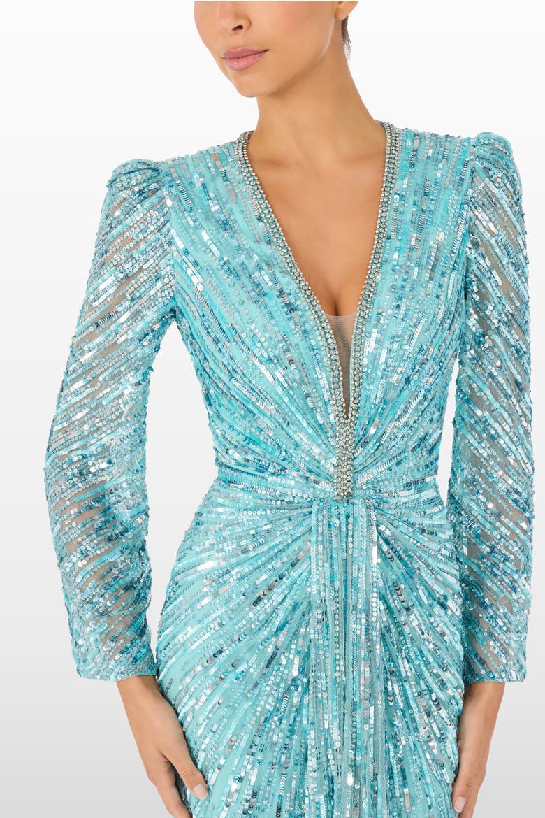 Darcy Sequin-Embellished Dress, Alternate, color, Caribbean Turquoise