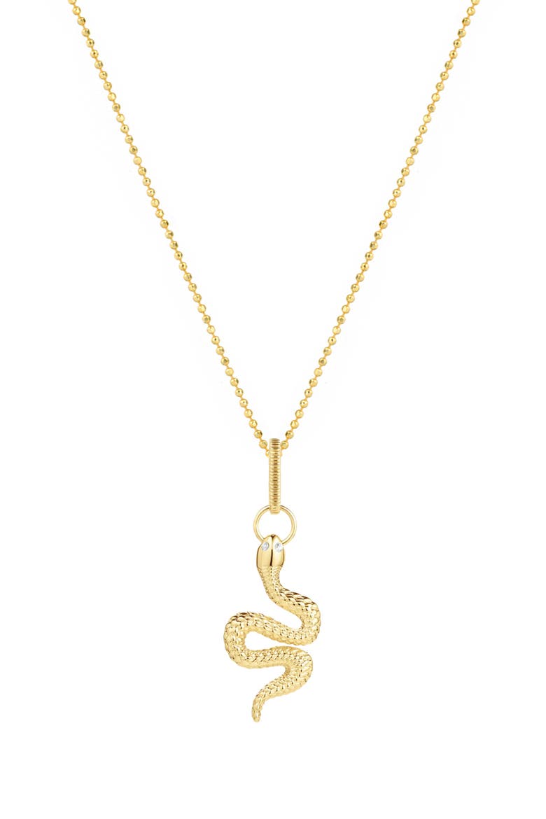 Snake Goddess Cubic Zirconia Pendant Necklace, Main, color, GOLD