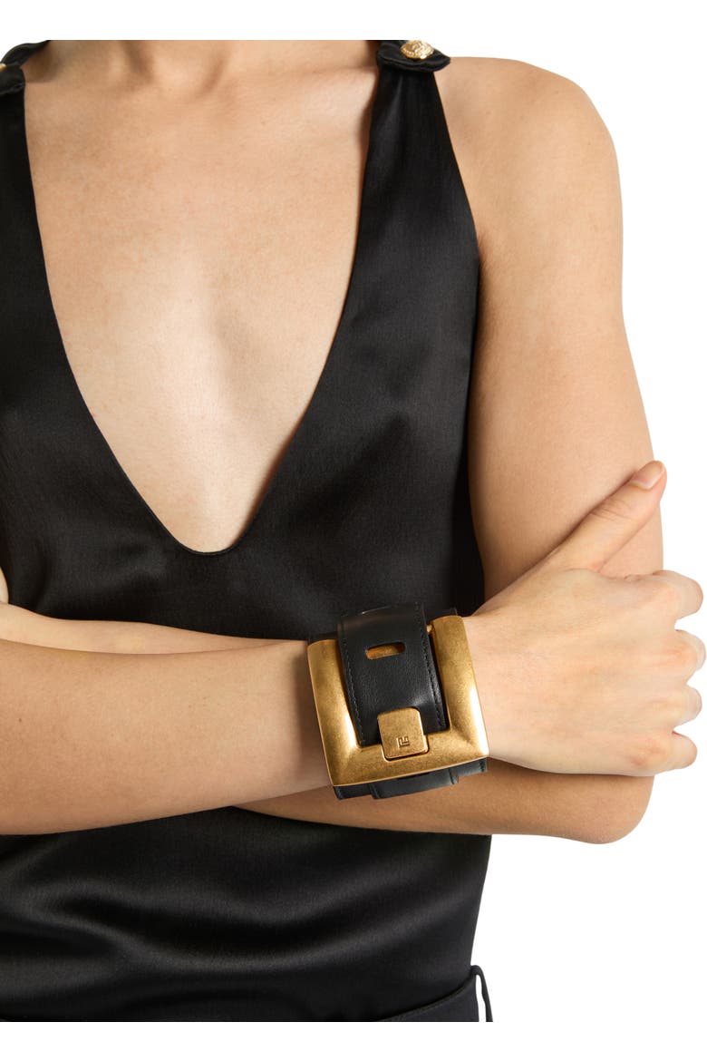 Anthem smooth leather bracelet, Alternate, color, black