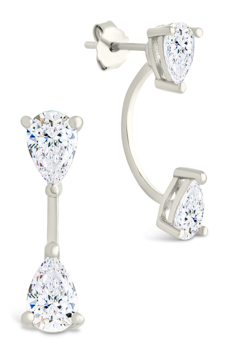 Sterling Forever Pear Drop Earrings, Main, color, Silver