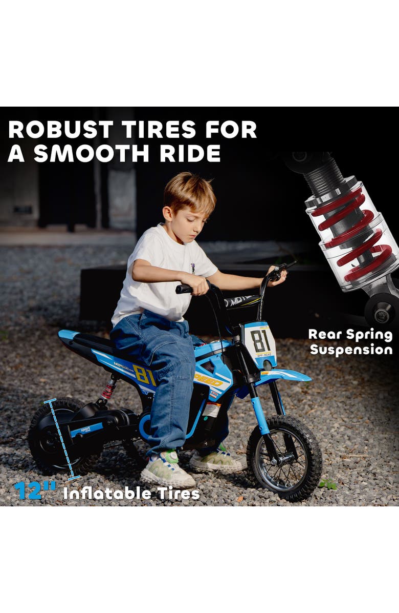 Qaba Kids Electric Dirt Bike, 250W, 9.9 MPH, Tires, Suspension, Alternate, color, Blue