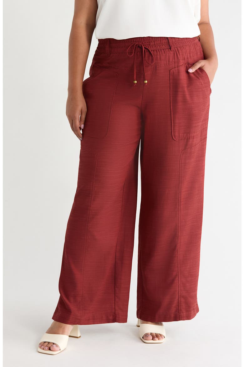Skyrise Drawstring Pants, Main, color, FIRED BRICK