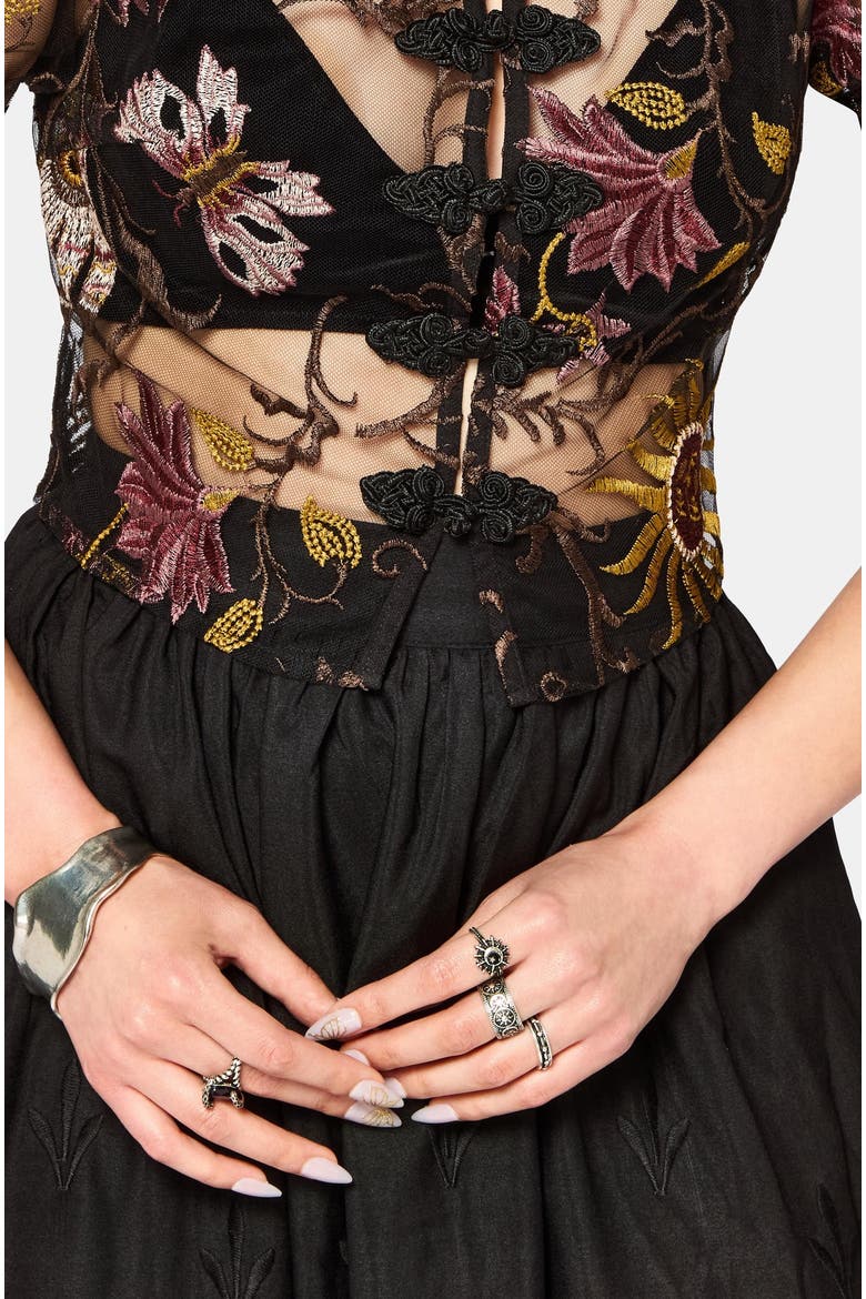 Angela Folk Embroidered Blouse, Alternate, color, Black