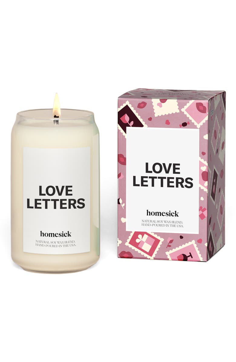 homesick Love Letters Candle, Main, color, White