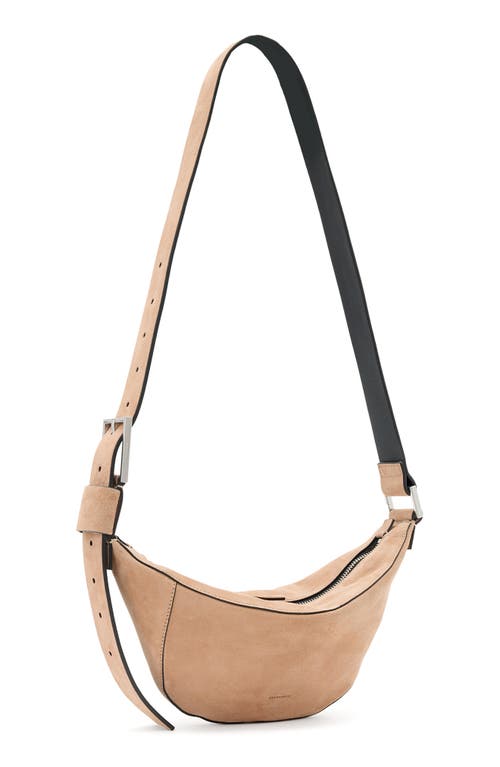 Allsaints Luna Suede Crossbody Bag In Brown