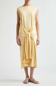 TOTEME Tie Waist Organic Cotton Jersey Midi Dress