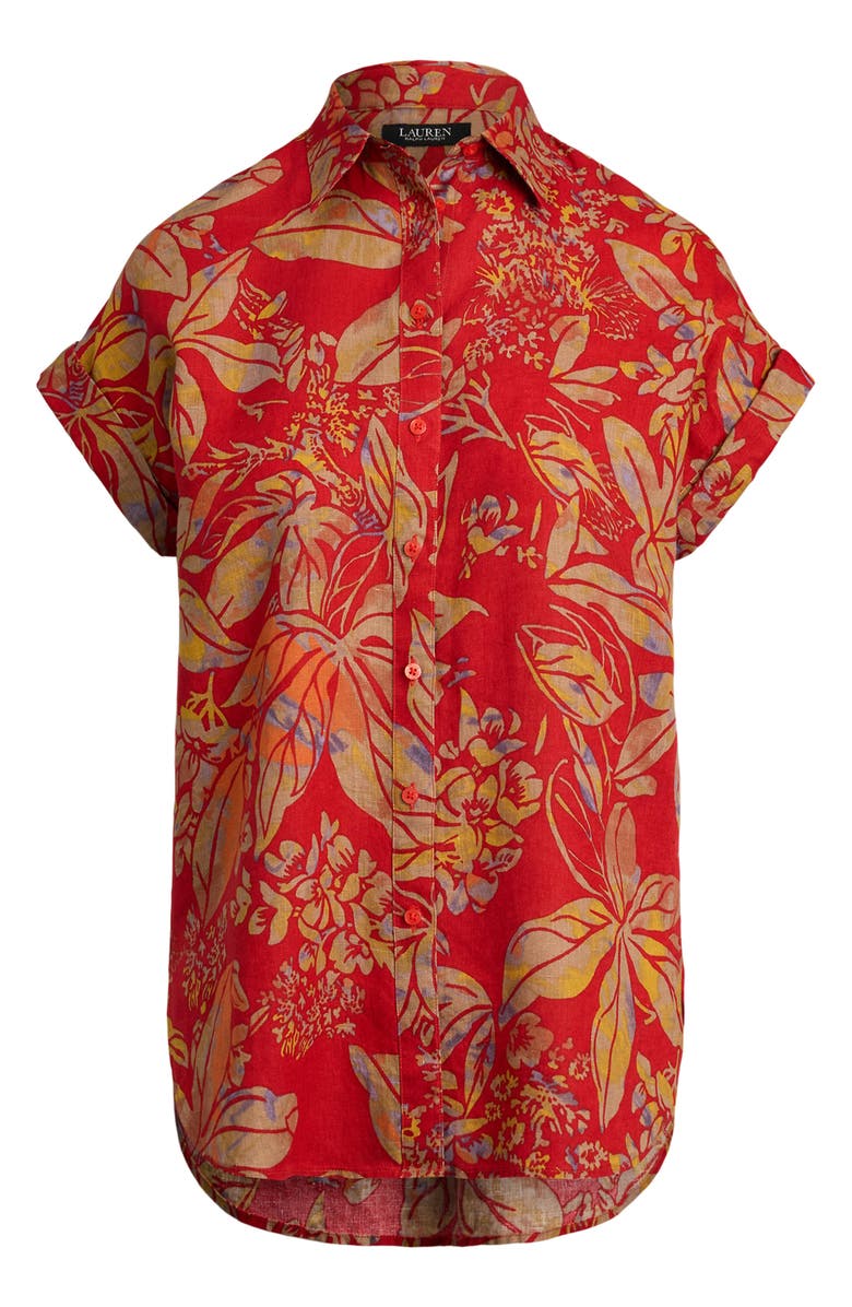 Lauren Ralph Lauren Floral Print Linen Shirt, Alternate, color, 