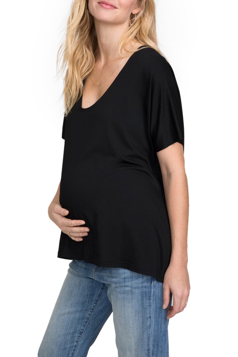 The Perfect Vee Maternity T-Shirt, Alternate, color, BLACK