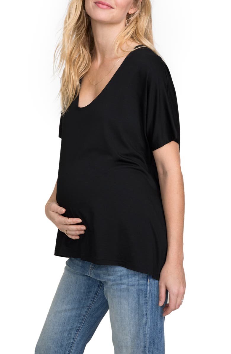 HATCH The Perfect Vee Maternity T-Shirt, Alternate, color, Black