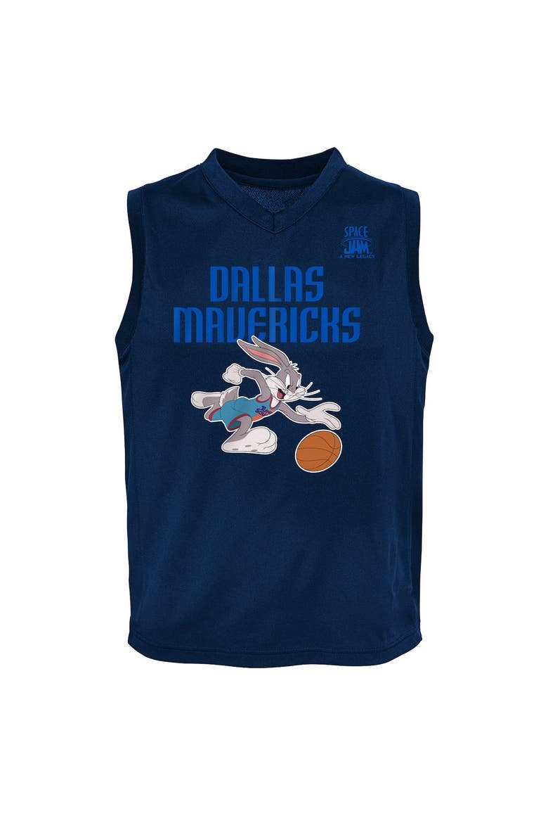 Youth Navy Dallas Mavericks Space Jam 2 Slam Dunk Mesh Tank Top, Alternate, color, Navy