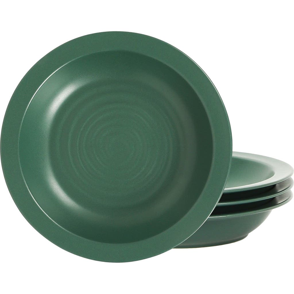 Stone Lain Orbit Stoneware 4-piece Pasta Bowl Set In Green