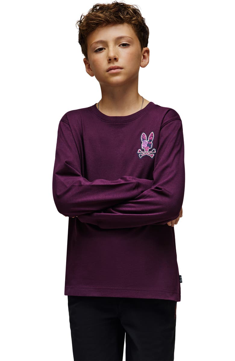 Psycho Bunny Kids' Rowen Pima Cotton Graphic T-Shirt, Alternate, color, Potent Purple