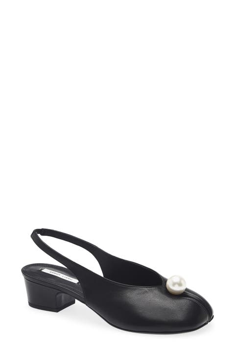 Faux Pearl Slingback Tabi Pump