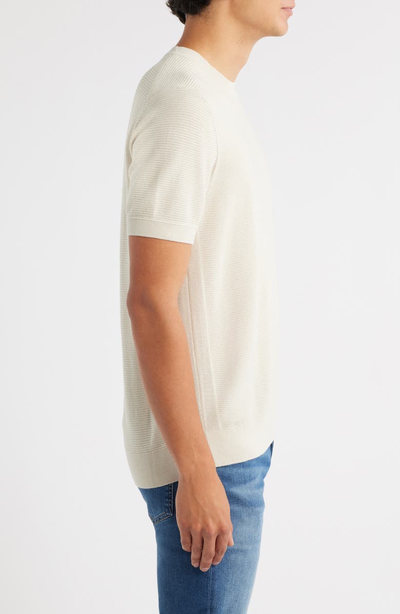 BOSS Ianni Cotton Blend Short Sleeve Sweater, Alternate, color, Open White