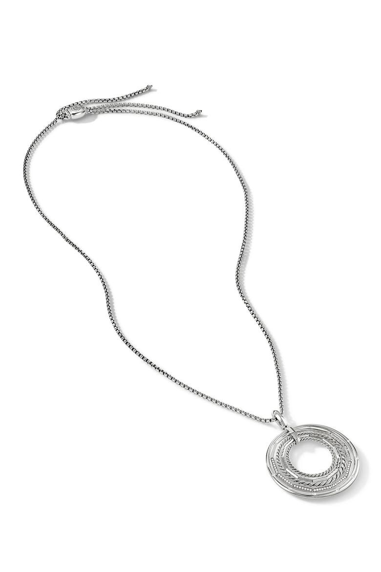 Stax Large Pendant Necklace with Diamonds, Alternate, color, SILVER