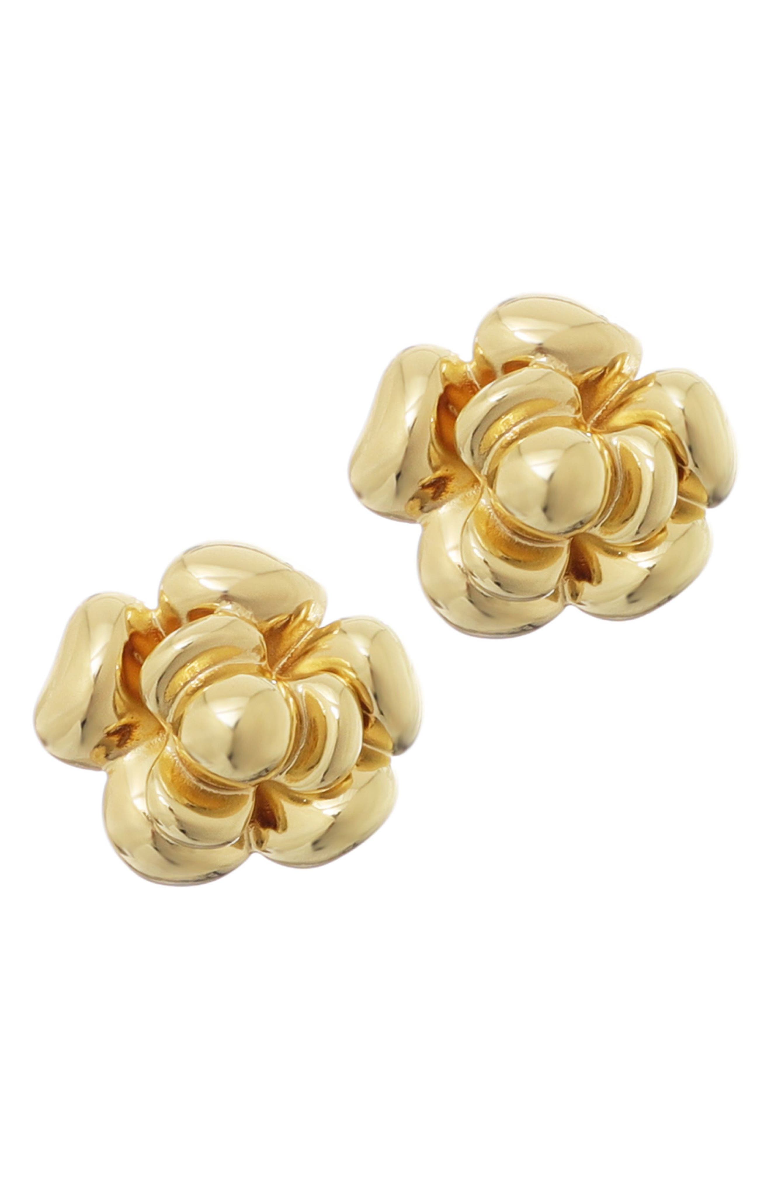 Adornia 14K Gold Plated Carnelian Flower Stud Earrings