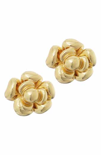 Adornia 14K Gold Plate Camellia Flower Stud Earrings