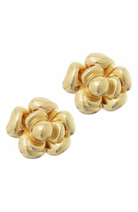 Adornia 14K Gold Plated Carnelian Flower Stud Earrings